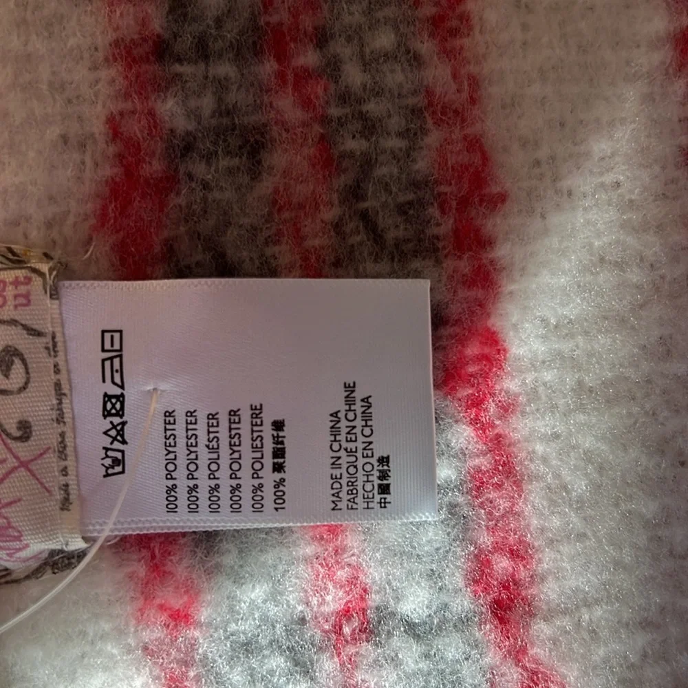 Free People Red Combo Blanket Scarf